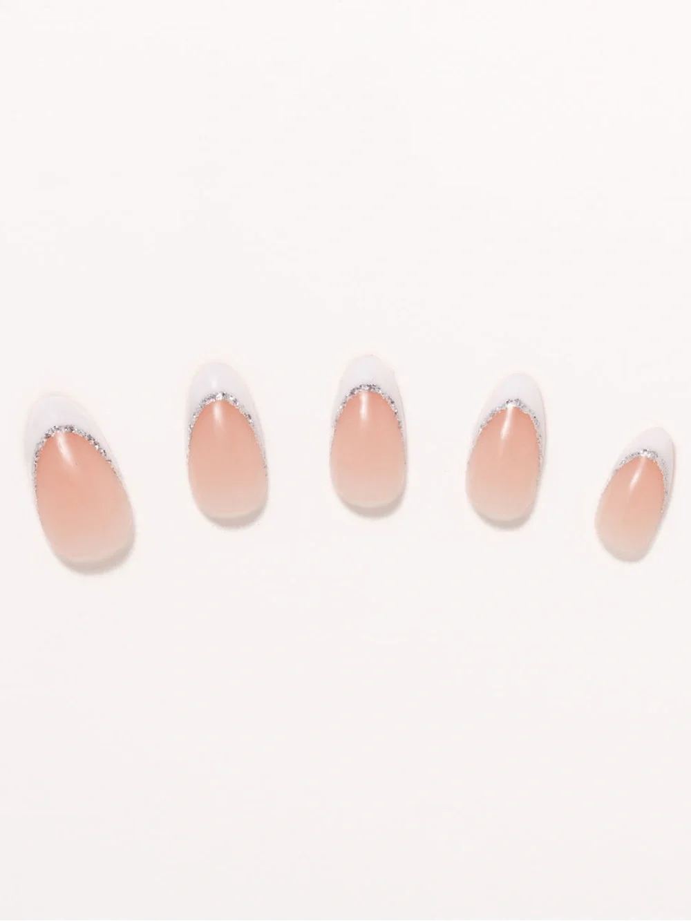 nail reformation “silver lining” short almond press ons